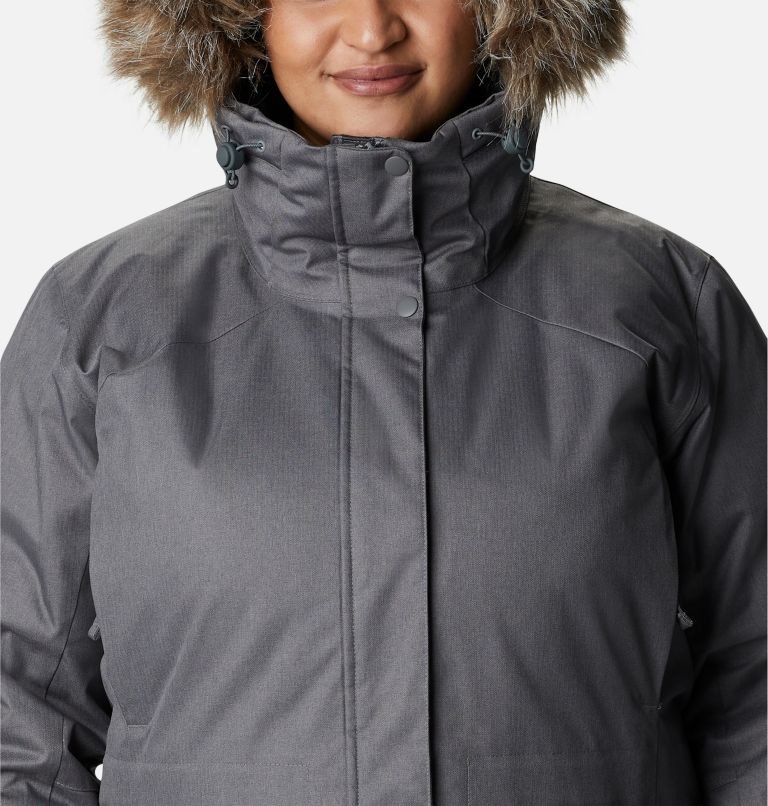 Women's Columbia Juniper Ridge Omni-Heat Infinity Down Parka Jackets Dark Grey | Plus Size CA-D681C